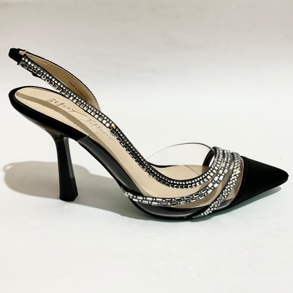 Betsey Johnson Dora Clear Slingback Black Dress Shoes Pointed Toe Pumps 7.5 - Picture 9 of 13